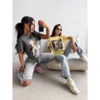 BLUZKA T-SHIRT DAMSKI OVERSIZE OLAVOGA EARNED GRAFIT