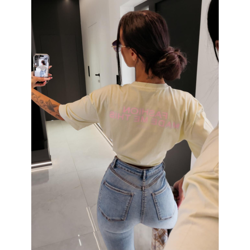 BLUZKA T-SHIRT DAMSKI OVERSIZE OLAVOGA ENORAI ECRU