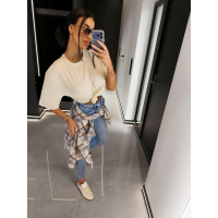 BLUZKA T-SHIRT DAMSKI OVERSIZE OLAVOGA ENORAI ECRU