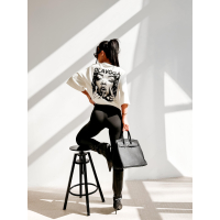 BLUZKA T-SHIRT DAMSKI OVERSIZE OLAVOGA FIOAGE ECRU