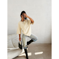 BLUZKA T-SHIRT DAMSKI OVERSIZE OLAVOGA FIOAGE BEIGE
