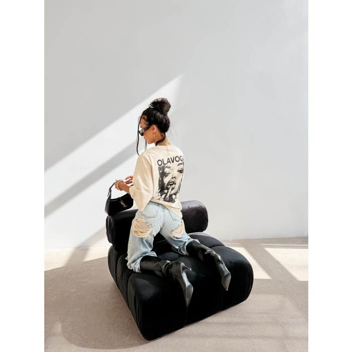 BLUZKA T-SHIRT DAMSKI OVERSIZE OLAVOGA FIOAGE BEIGE