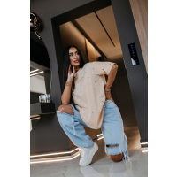 BLUZKA T-SHIRT DAMSKI OVERSIZE OLAVOGA FIOVIIST PUDER