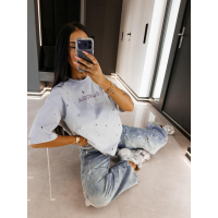 BLUZKA T-SHIRT DAMSKI OVERSIZE OLAVOGA FIOVIIST BABY BLUE