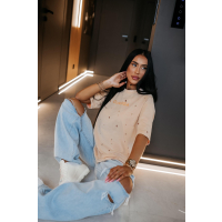 BLUZKA T-SHIRT DAMSKI OVERSIZE OLAVOGA FIOVIIST PUDER