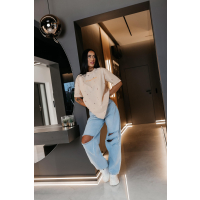 BLUZKA T-SHIRT DAMSKI OVERSIZE OLAVOGA FIOVIIST PUDER
