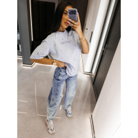 BLUZKA T-SHIRT DAMSKI OVERSIZE OLAVOGA FIOVIIST BABY BLUE