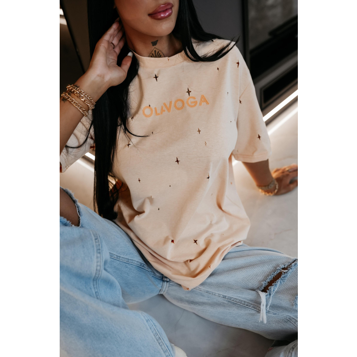 BLUZKA T-SHIRT DAMSKI OVERSIZE OLAVOGA FIOVIIST PUDER