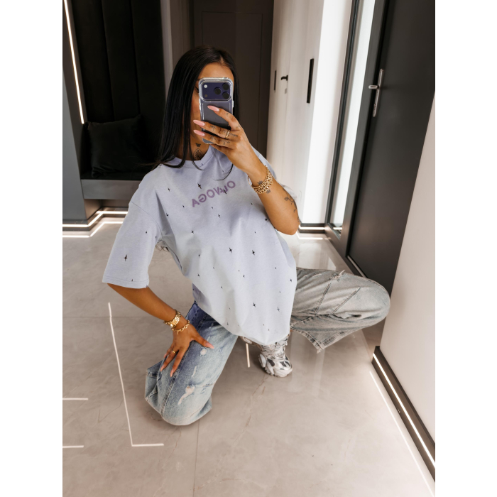 BLUZKA T-SHIRT DAMSKI OVERSIZE OLAVOGA FIOVIIST BABY BLUE
