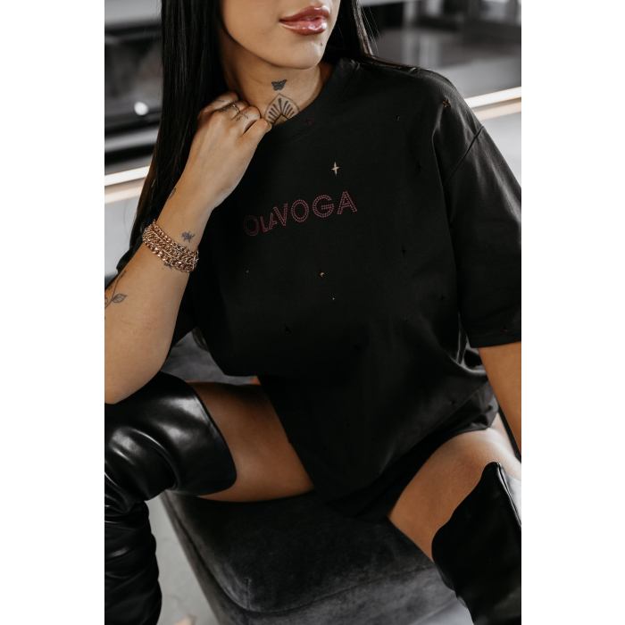 BLUZKA T-SHIRT DAMSKI OVERSIZE OLAVOGA FIOVIIST BLACK