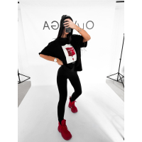 BLUZKA T-SHIRT DAMSKI OVERSIZE OLAVOGA LOVERNO BLACK