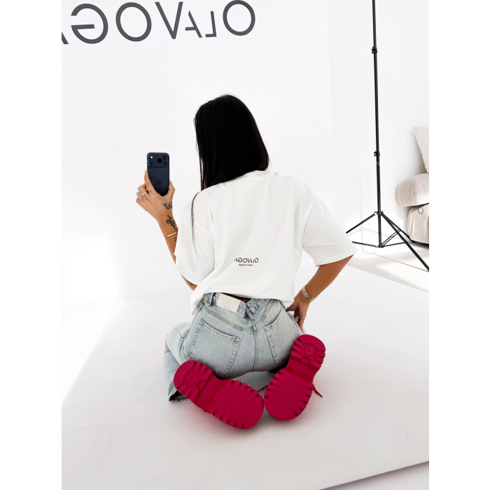 BLUZKA T-SHIRT DAMSKI OVERSIZE OLAVOGA LOVERNO ECRU