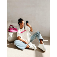 BLUZKA T-SHIRT DAMSKI OVERSIZE OLAVOGA NIMUE ECRU