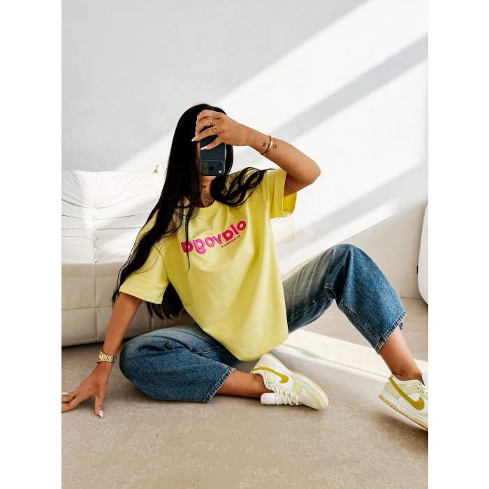 BLUZKA T-SHIRT DAMSKI OVERSIZE OLAVOGA NIMUE YELLOW