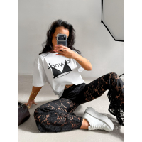 BLUZKA T-SHIRT DAMSKI OVERSIZE OLAVOGA PRINT BRAFITI ECRU