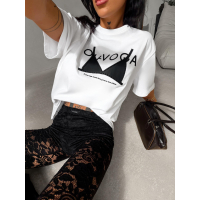 BLUZKA T-SHIRT DAMSKI OVERSIZE OLAVOGA PRINT BRAFITI ECRU