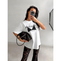 BLUZKA T-SHIRT DAMSKI OVERSIZE OLAVOGA PRINT BRAFITI ECRU