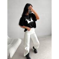 BLUZKA T-SHIRT DAMSKI OVERSIZE OLAVOGA PRINT BRAFITI BLACK