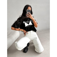 BLUZKA T-SHIRT DAMSKI OVERSIZE OLAVOGA PRINT BRAFITI BLACK