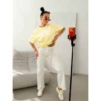 BLUZKA T-SHIRT DAMSKI OVERSIZE OLAVOGA PRINT BRAFITI YELLOW