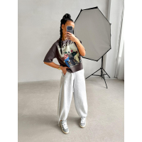 BLUZKA T-SHIRT DAMSKI OVERSIZE OLAVOGA PRINT TRIOASI GRAY