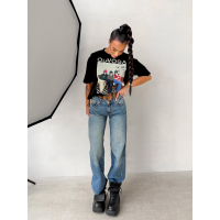 BLUZKA T-SHIRT DAMSKI OVERSIZE OLAVOGA PRINT TRIOASI BLACK