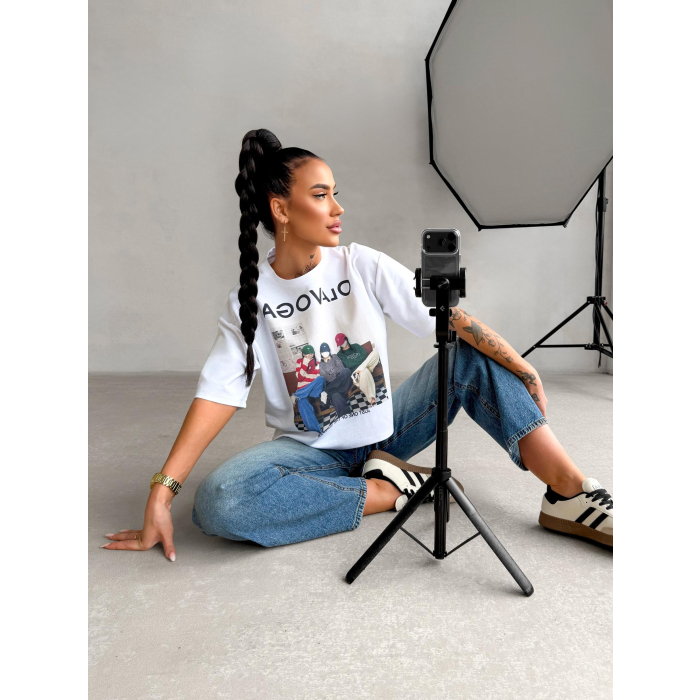 BLUZKA T-SHIRT DAMSKI OVERSIZE OLAVOGA PRINT TRIOASI ECRU