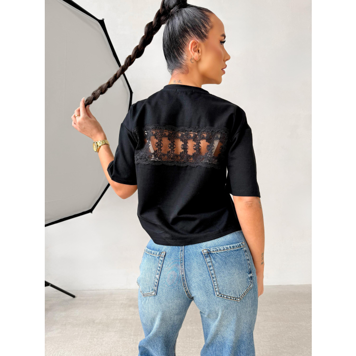 BLUZKA T-SHIRT DAMSKI OVERSIZE OLAVOGA PRINT TRIOASI BLACK