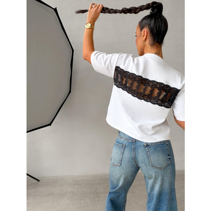 BLUZKA T-SHIRT DAMSKI OVERSIZE OLAVOGA PRINT TRIOASI ECRU