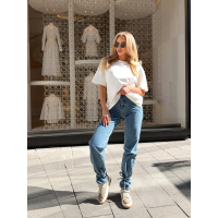 BLUZKA T-SHIRT DAMSKI OVERSIZE OLAVOGA SOREYA ECRU