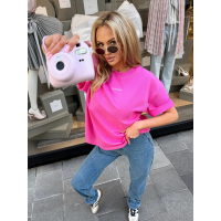 BLUZKA T-SHIRT DAMSKI OVERSIZE OLAVOGA SOREYA FUKSJA