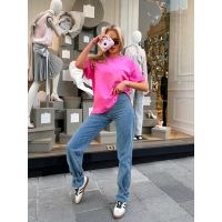 BLUZKA T-SHIRT DAMSKI OVERSIZE OLAVOGA SOREYA FUKSJA