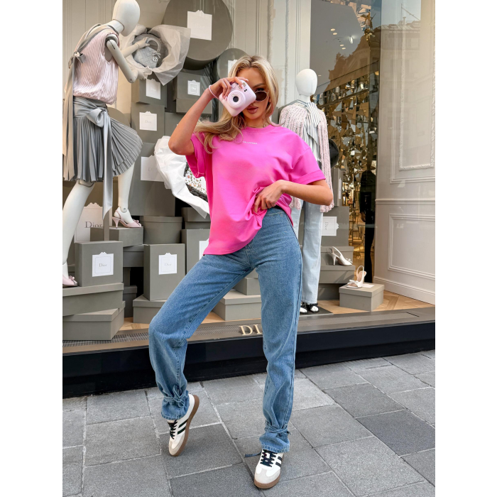 BLUZKA T-SHIRT DAMSKI OVERSIZE OLAVOGA SOREYA FUKSJA