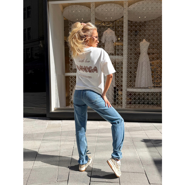 BLUZKA T-SHIRT DAMSKI OVERSIZE OLAVOGA SOREYA ECRU