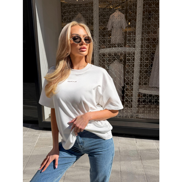 BLUZKA T-SHIRT DAMSKI OVERSIZE OLAVOGA SOREYA ECRU