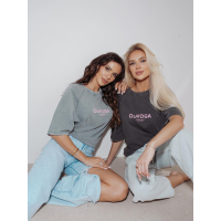 BLUZKA T-SHIRT DAMSKI OVERSIZE OLAVOGA TAIST DARK GRAY