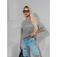 BLUZKA T-SHIRT DAMSKI OVERSIZE OLAVOGA TAIST LIGHT GRAY