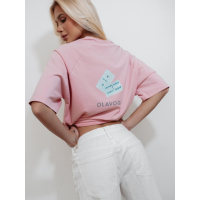 BLUZKA T-SHIRT DAMSKI OVERSIZE OLAVOGA TAIST PINK