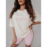 BLUZKA T-SHIRT DAMSKI OVERSIZE OLAVOGA TAIST ECRU