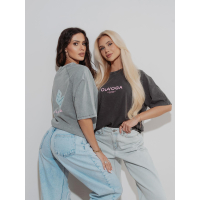 BLUZKA T-SHIRT DAMSKI OVERSIZE OLAVOGA TAIST DARK GRAY