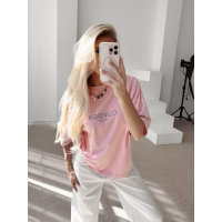 BLUZKA T-SHIRT DAMSKI OVERSIZE OLAVOGA TAIST PINK