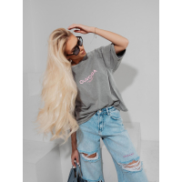 BLUZKA T-SHIRT DAMSKI OVERSIZE OLAVOGA TAIST LIGHT GRAY