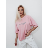 BLUZKA T-SHIRT DAMSKI OVERSIZE OLAVOGA TAIST PINK