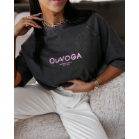 BLUZKA T-SHIRT DAMSKI OVERSIZE OLAVOGA TAIST DARK GRAY