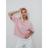 BLUZKA T-SHIRT DAMSKI OVERSIZE OLAVOGA TAIST PINK