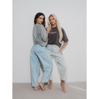 BLUZKA T-SHIRT DAMSKI OVERSIZE OLAVOGA TAIST DARK GRAY