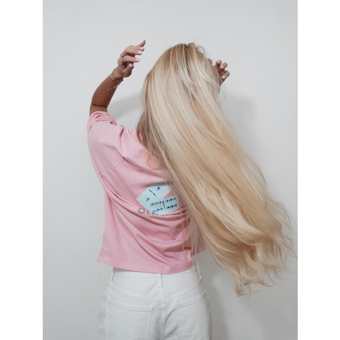 BLUZKA T-SHIRT DAMSKI OVERSIZE OLAVOGA TAIST PINK