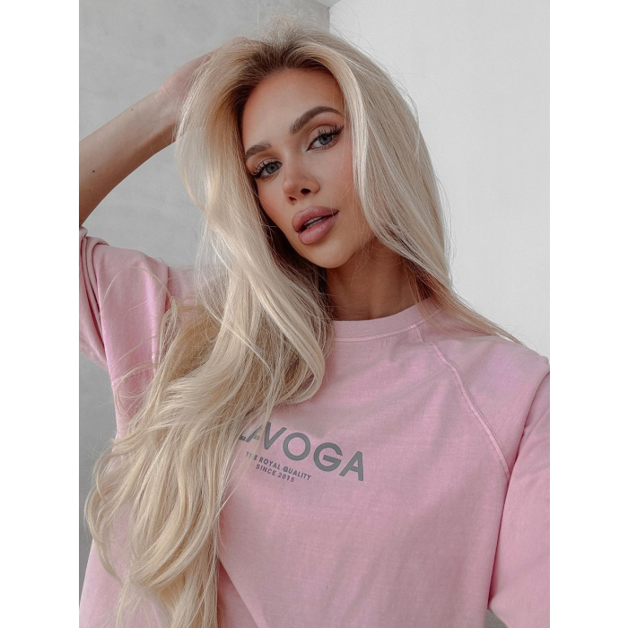 BLUZKA T-SHIRT DAMSKI OVERSIZE OLAVOGA TAIST PINK