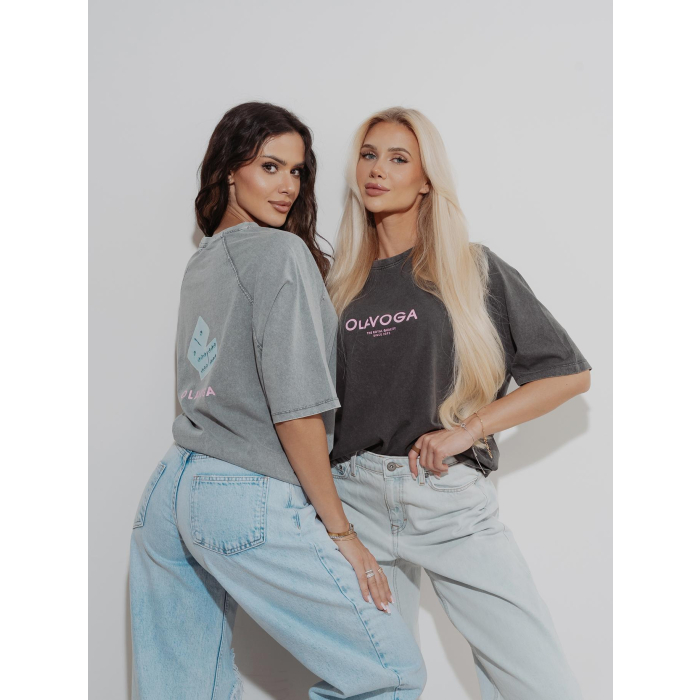 BLUZKA T-SHIRT DAMSKI OVERSIZE OLAVOGA TAIST DARK GRAY