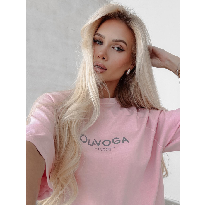BLUZKA T-SHIRT DAMSKI OVERSIZE OLAVOGA TAIST PINK